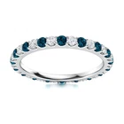 2MM Round Natural London Blue Topaz 925 Sterling Silver Full Eternity Women Ring