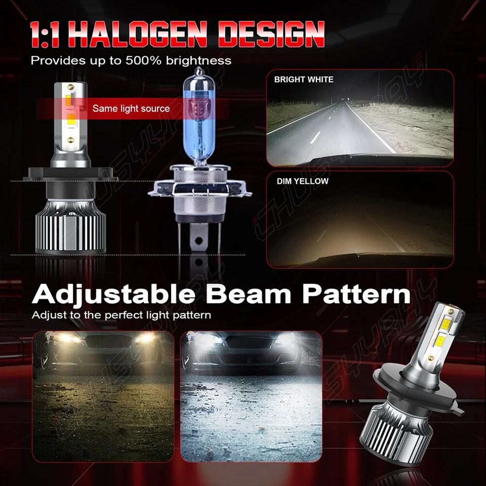 2x LED For Suzuki X-90 1996-1998 Headlight Kit H4/9003 6000K Bulbs High/Low Beam - Image 2 of 4