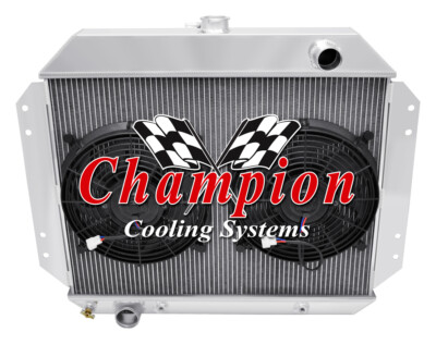 RR Champion 3 Row Radiator W/ 2 12'' Fans for 1966 - 1976 Ford F-100 V8 Engine