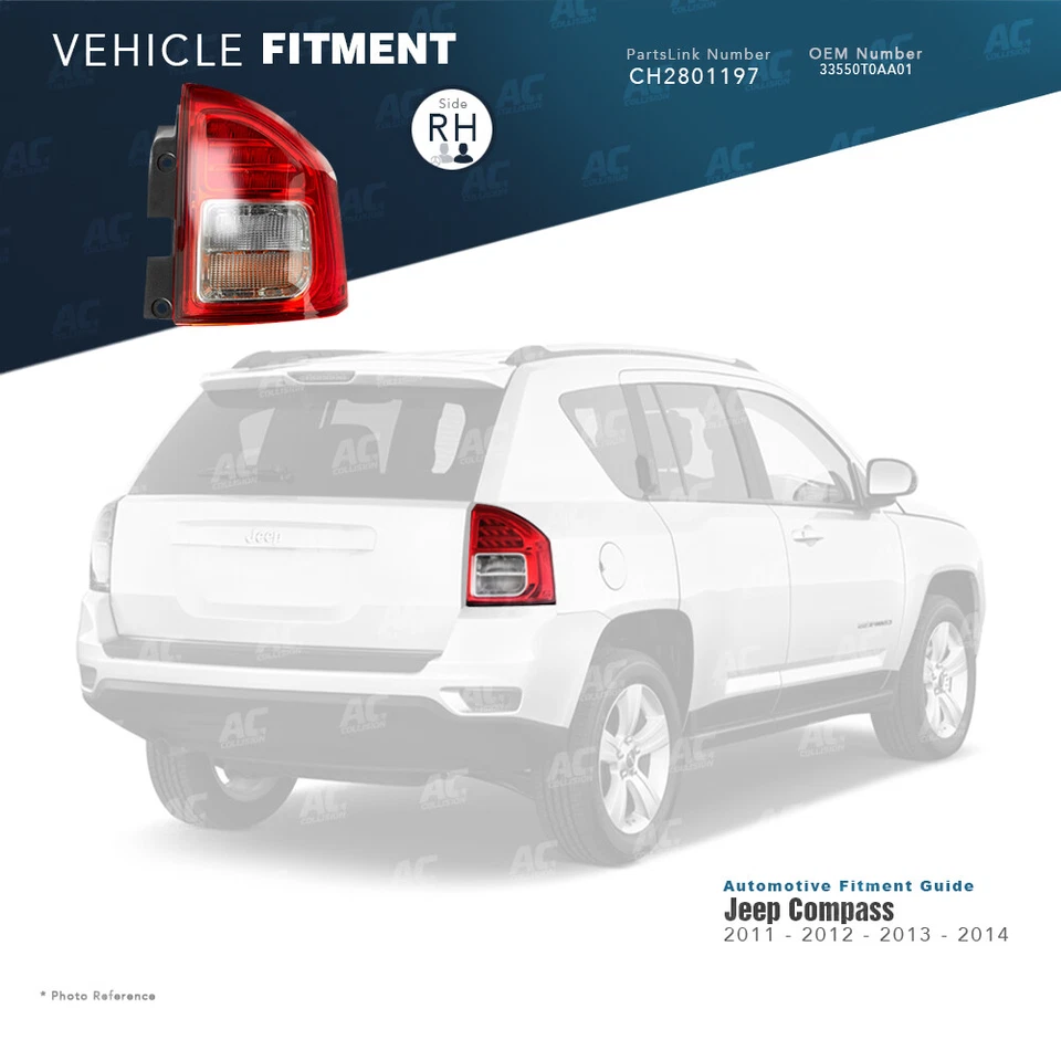 Conjunto de luces traseras TYC lado derecho del pasajero para 11 12 13 Jeep Compass diestro Foto 2 de 4