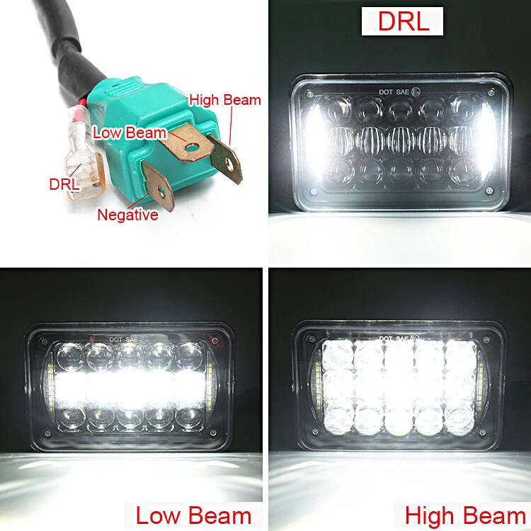 Faro LED cuadrado de 4x6 pulgadas DRL haz sellado alto/bajo para Suzuki DRZ400S DRZ250 Foto 3 de 4