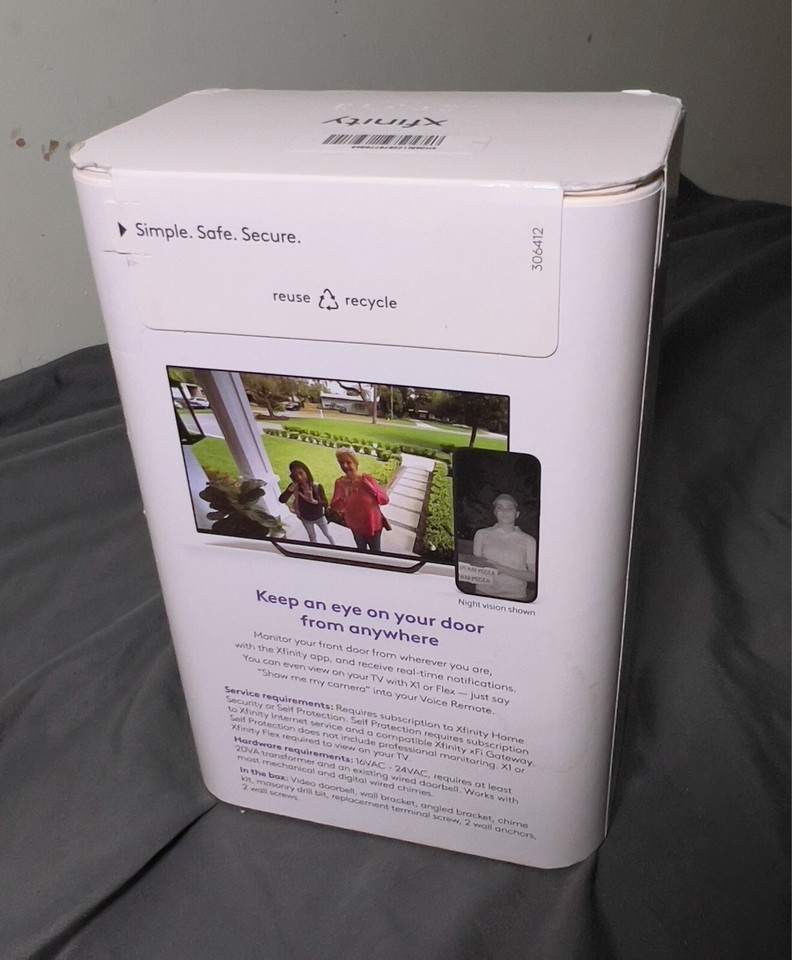 Comcast XFINITY Video Doorbell HD, Two Way Audio, Night Vision Camera