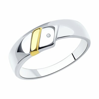 Ring finger ring 925 silver partly gold plated brilliant real jewelry women's jewelry