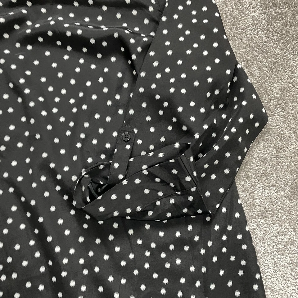 Faded Glory Tunic Blouse Womens 2XL Black White Polka Dot Roll Tab Sleeve Casual - Image 3 of 4