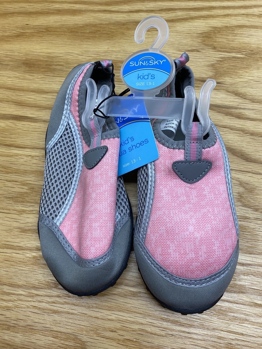 Sun Sky Kid's Aqua Shoes Size 13-1 Gray Pink