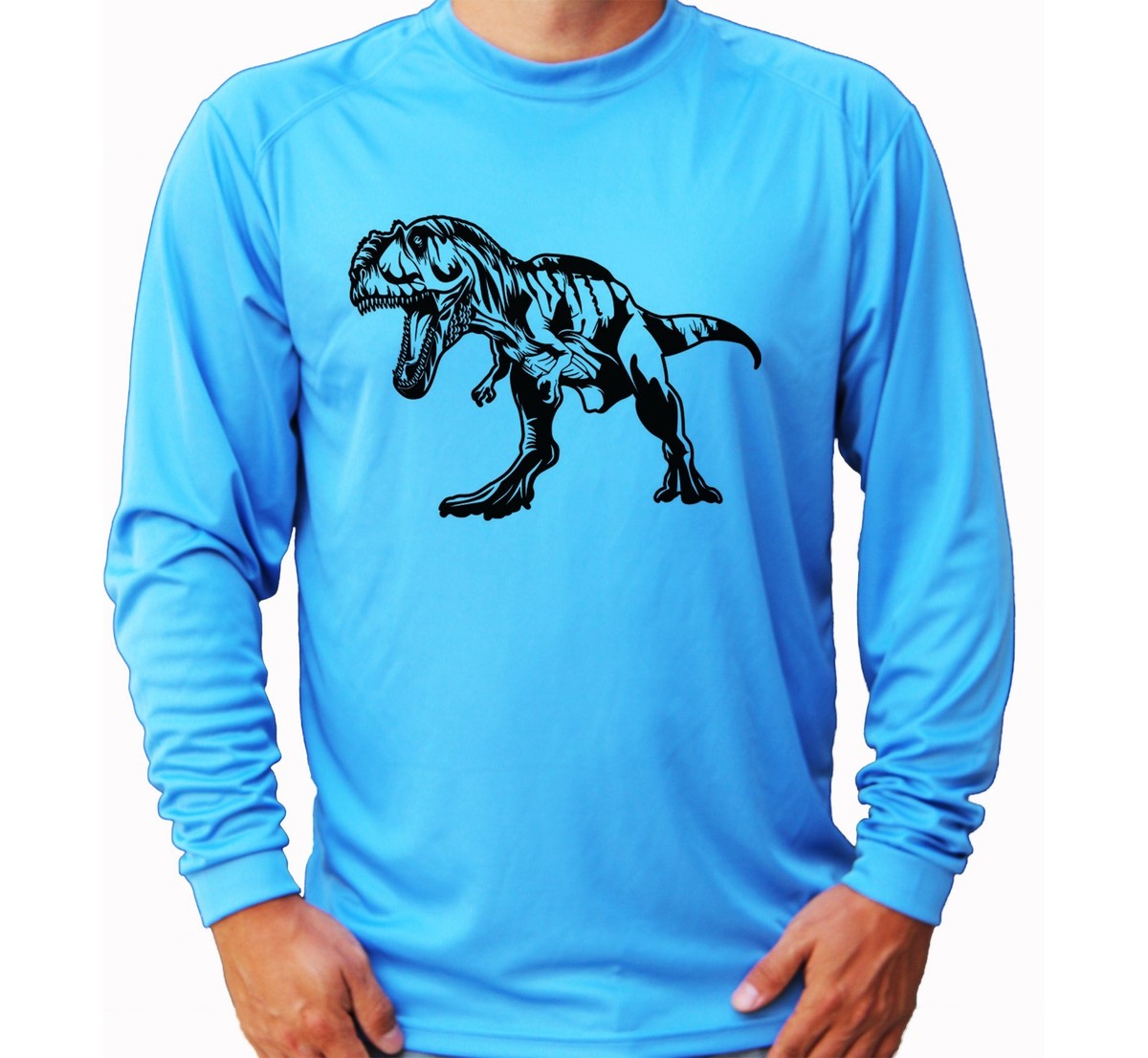 Jurassic Dinosaur T-Rex Men Long Sleeve UPF 30 T-Shirt Sun UV