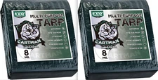 CARTMAN 2 Pack Finished Size 8x10 Feet Waterproof Green Poly Tarp 8 Mil Thick