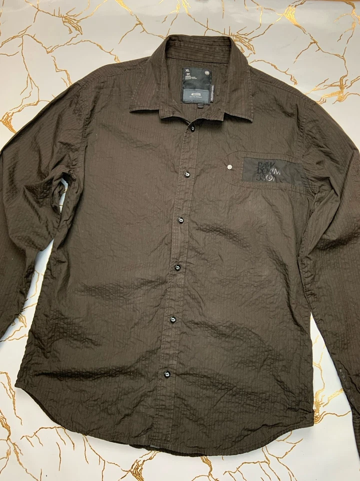 G-Star Raw Men Brown New Luxor Police Shirt Long Sleeves Size XL Logo - Image 2 of 4
