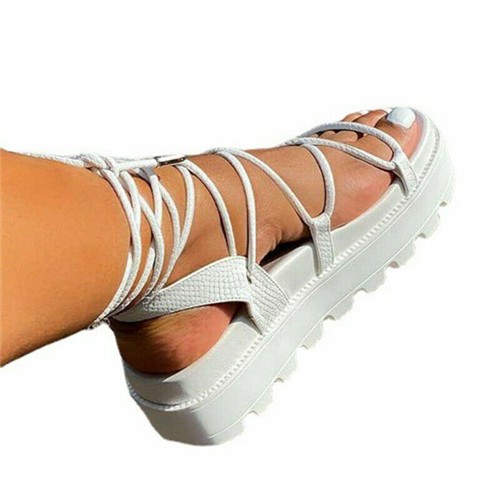 Womens Chunky Sandals Thick Sole Strappy Flatform Summer Gladiator Shoes Beach - Picture 7 of 8