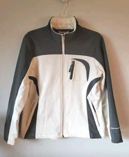 Free Country Woman’s Jacket Size Medium Ivory & Black 3 Zip Pockets Lined 