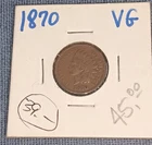 1870 INDIAN HEAD PENNY CENT VG