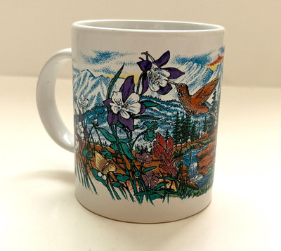 Wyoming Mug Wild Flower Hummingbird Mountains Coffee Cup Sansegal Everyware 1994