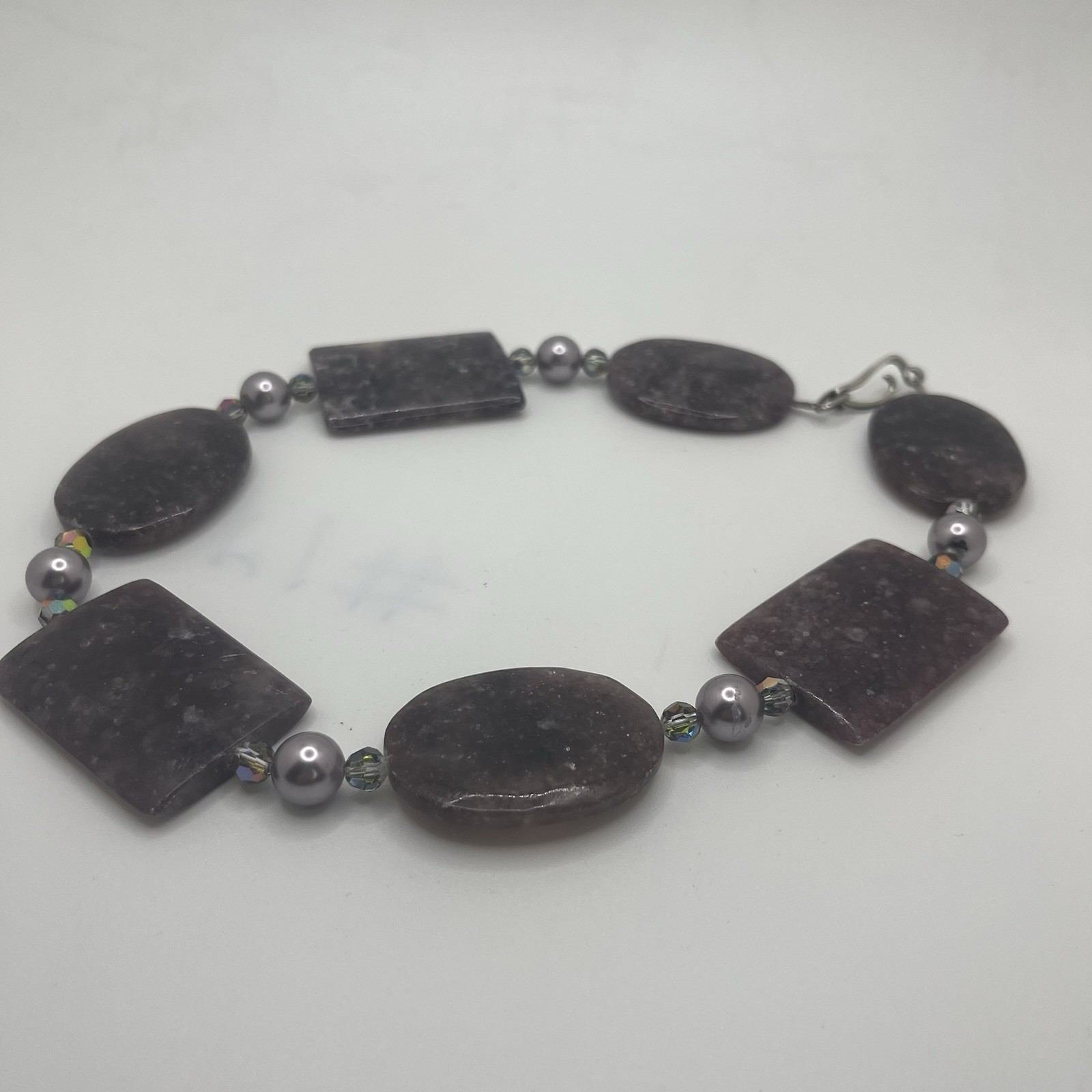 Lepidolite Statement NecklaceSterling Silver Clas… - image 5