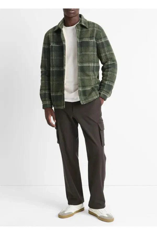 Chaqueta Camisa Vince Sherpa Forrada a Cuadros - Verde/Gris Foto 4 de 4