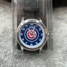 Chicago Cubs Watch Classic Sports Men's Black Leather Sparo MLB Merch