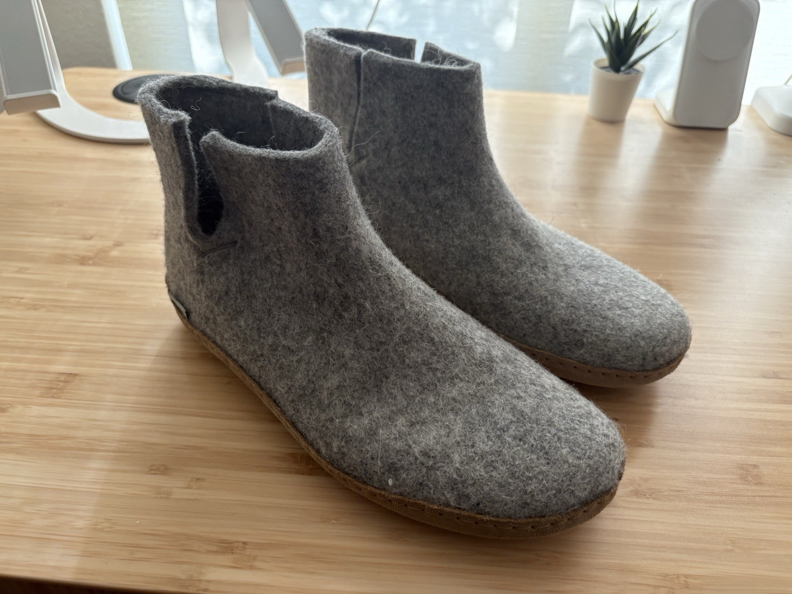 SAOLA Stivali Glerups in lana con suola in pelle grigio uomo 10 5 44
