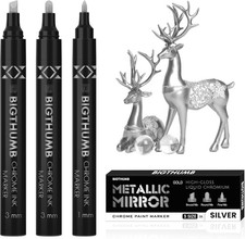 3Pcs Liquid Chrome Paint Markers, Gloss Mirror 1 Count Pack of 3 , Silver