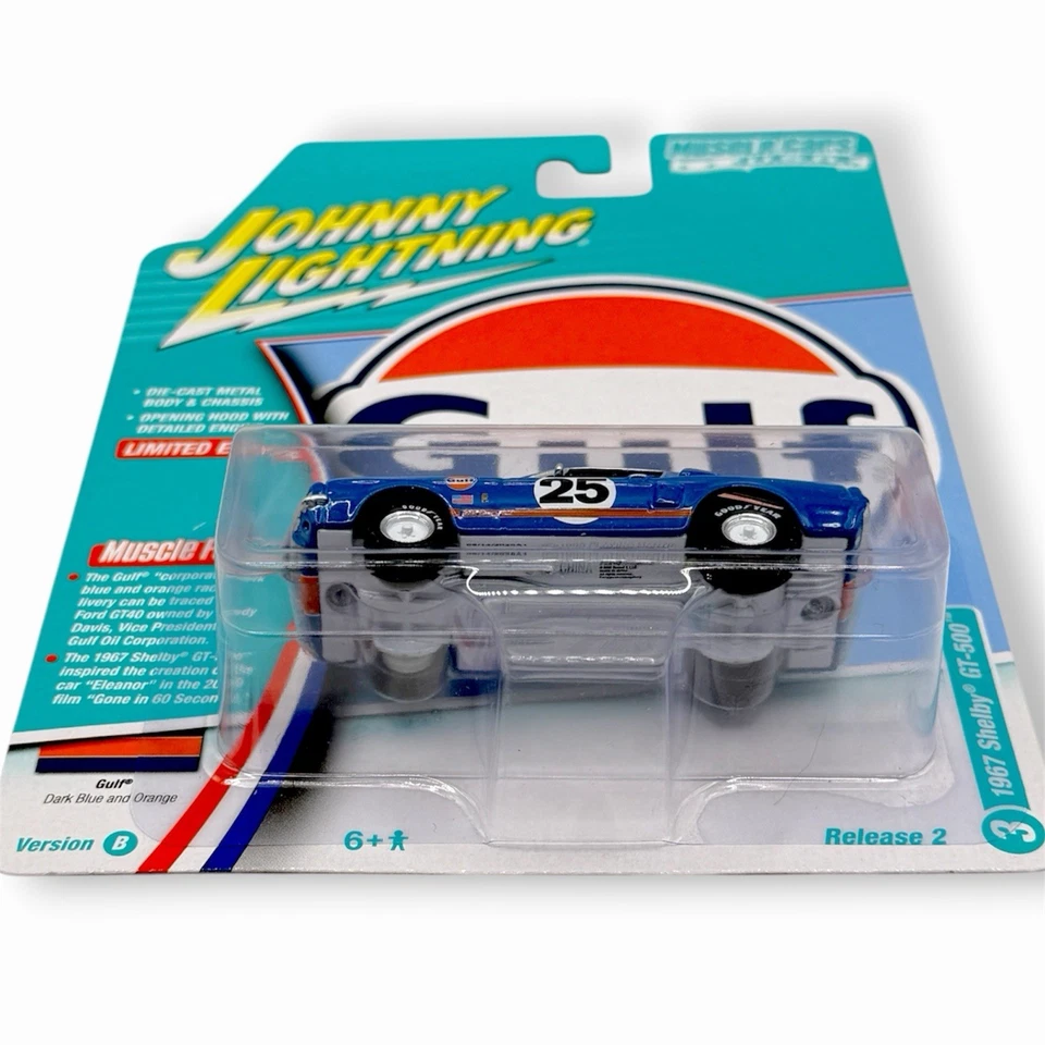 Johnny Lightning White Lightning Gulf  Racing 1967 Shelby GT-500 Version B - Image 2 of 2