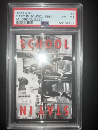 Spike Lee / Michael Jordan Card 1991 Nike Stay In School 1991 #4 PSA 8