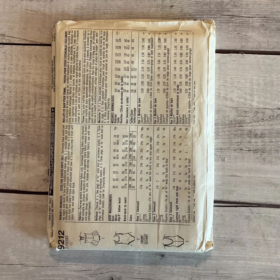 Simplicity 9212 Sewing Pattern Swimsuit Bathing Suit One Piece Sz 26W-32W UNCUT - Image 2 of 4