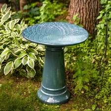 Rennes Turquoise Ceramic Bird Bath - 22.5" H by Sunnydaze