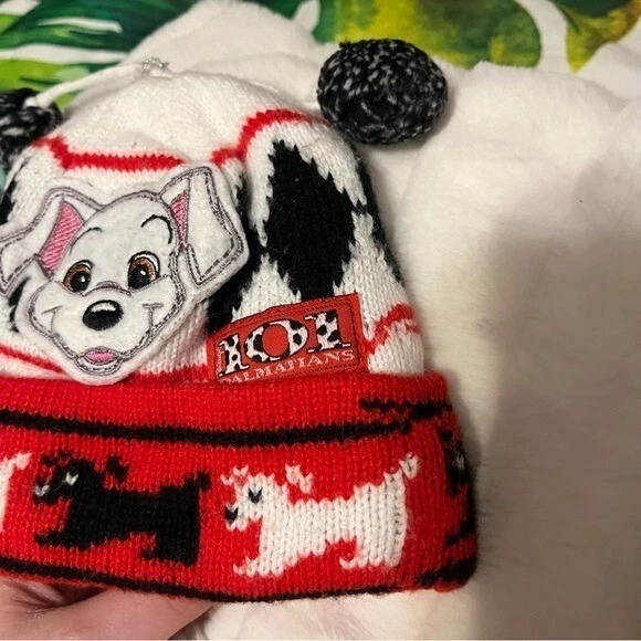 Boné gorro vintage Disney anos 90 101 dálmatas bebê infantil inverno Argyle Pom - Imagem 3 de 4