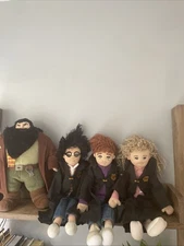 Harry Potter 2001 Mattel Plush Set Hagrid Harry Ron Hermione Mint Complete