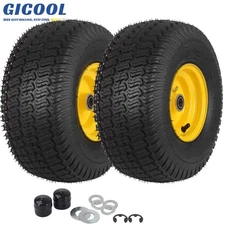 2Pk 15x6.00-6 Tubeless Tire & Wheel for Lawn Mower Garden Tractor, Offset Hub