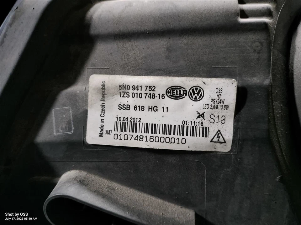 MONTAJE FARO DERECHO 5N0941754B 2012-2017 VOLKSWAGEN TIGUAN Foto 3 de 4