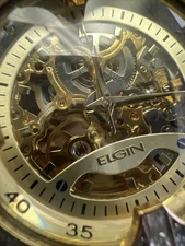 Elgin Adult FG9919💯Skeleton Dial Crystal Gold Men's Watch🍺Good Stuff 😁