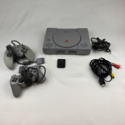 Sony PlayStation 1 Konsole (PS1) | Set mit 2 Controllern, Memory Card & Kabeln