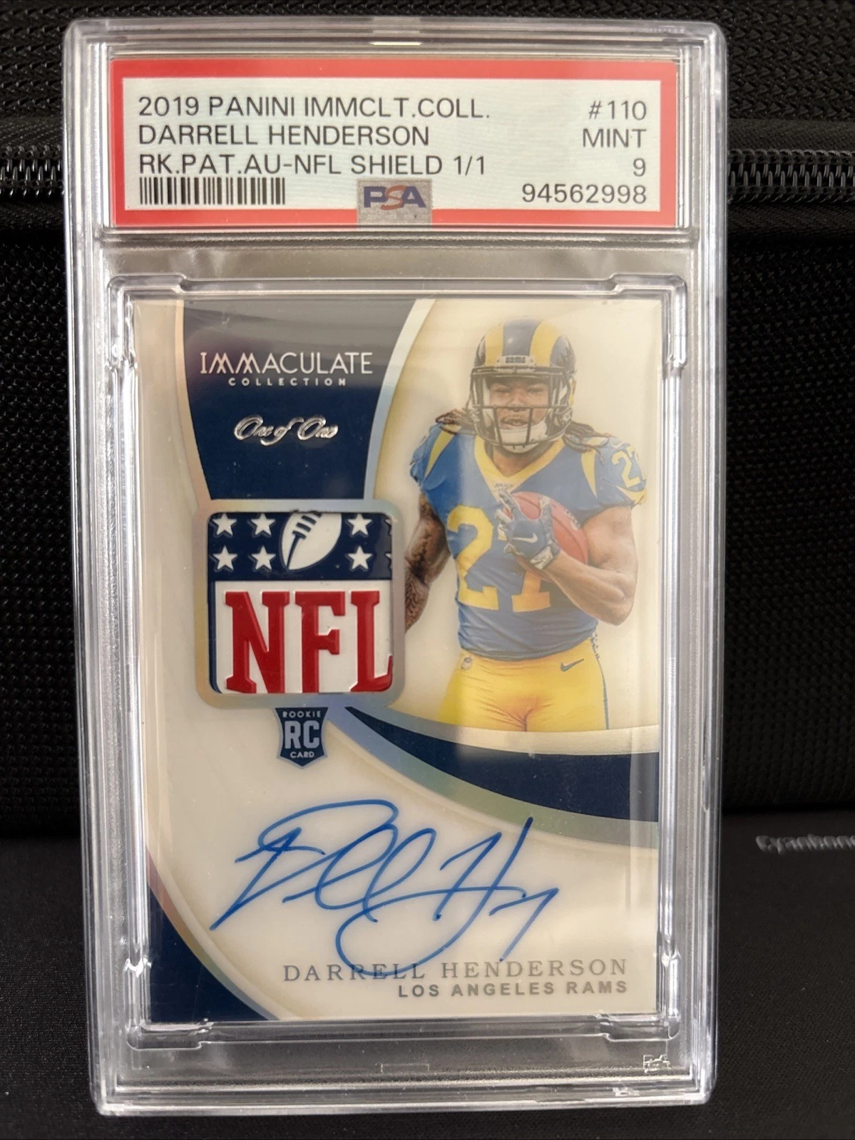 Darrell Henderson Panini Immaculate Collection #110 Rookie Autograph Patch NFL Shield