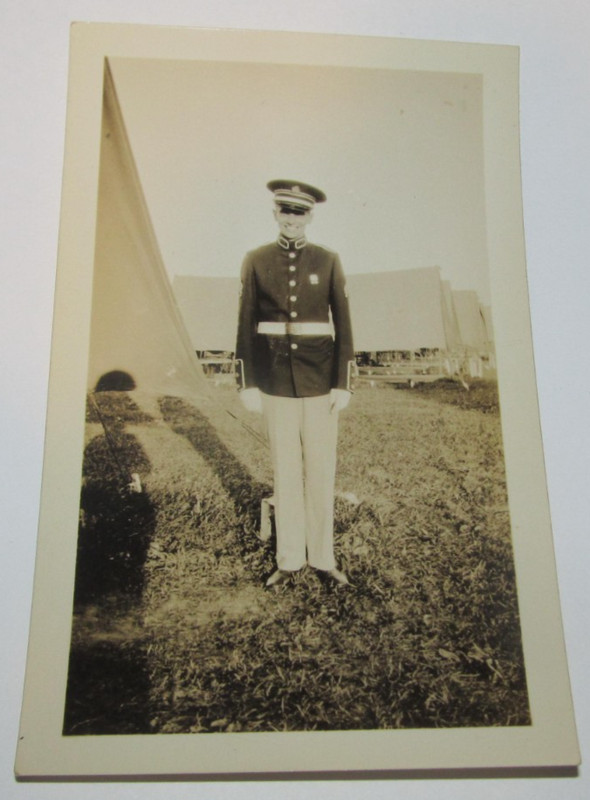 Vintage Photo Military Army Soldier Dress Uniform WWII Train 2 3/4" x 4 1/2"