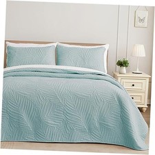California King Quilt Bedding Set, Lightweight Aqua Blue Quilts Cal Oversized