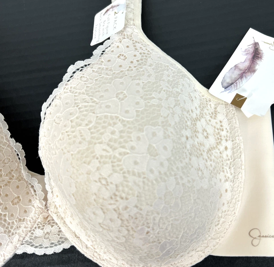 Sujetador Jessica Simpson 38D Figura Completa Marfil Espalda Alisador Encaje Copas Correas Nuevo con Etiquetas Foto 4 de 4