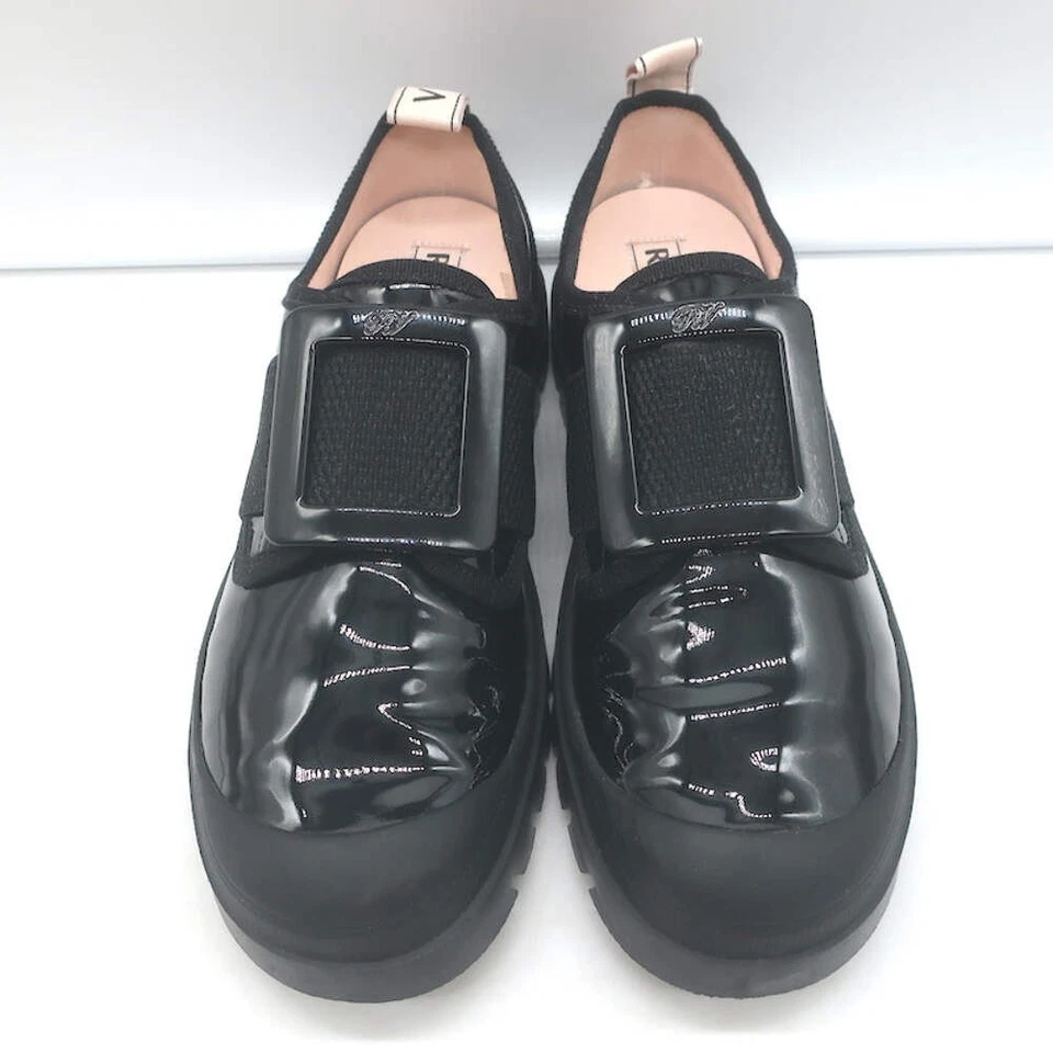 Zapatillas Roger Vivier Viv Desert Hebilla Negro Charol Talla 38 Foto 3 de 4