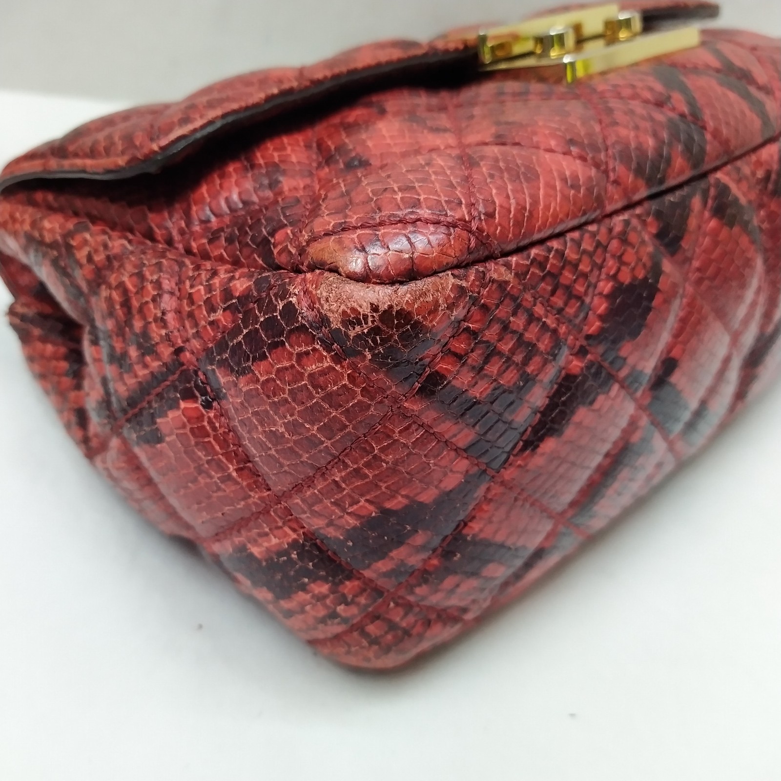 Michael Kors Red Leather Quilted Python Embossed … - image 11