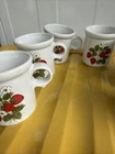 McCoy Pottery Strawberry Mugs Coffee Tea Vintage Set 6 #1412 Country Cream