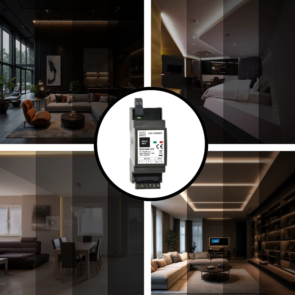 DIN Rail LED Dimmer 1 Channel 0 10V Control 12 48V DC 8A Driver PWM Soft Start - Image 4 of 4