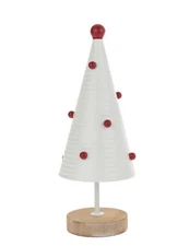 Boston International - Small Metal Cone Christmas Tree- White w/ Red Dots