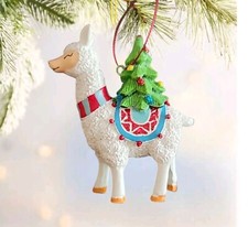 Glitter Llama Alpaca w/  Christmas Tree Ornam...