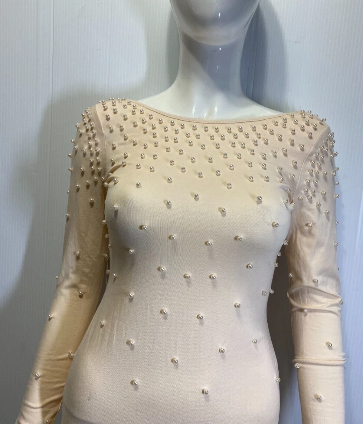 UNDERCOVER Abito in seta Victoria's Secret Moda International Perle impreziosito in crema taglia XS