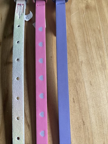 Cat & Jack Girls Small Belts Set Of 3 Purple Pink And Iridescent - Picture 2 of 6