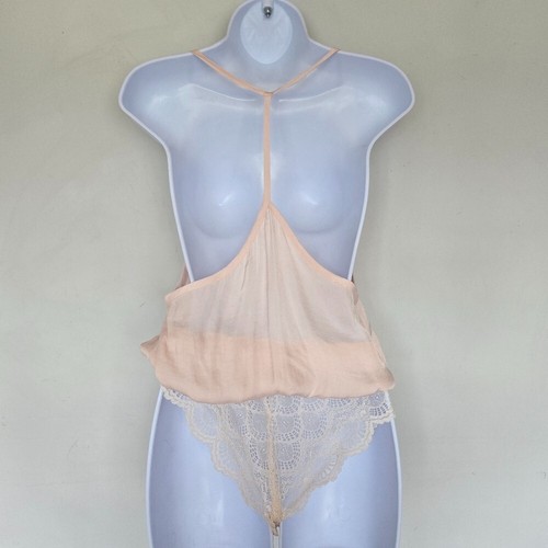 Free People Petal Pink Lace Racerback Bodysuit Women XS Feminine Delicate Dainty - Picture 6 of 14