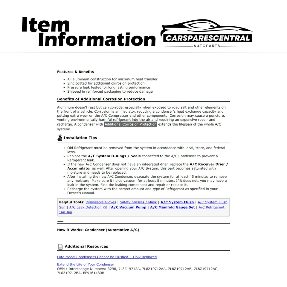 Condensador de aire acondicionado para Mercury Mariner 2005-2007 Foto 3 de 4