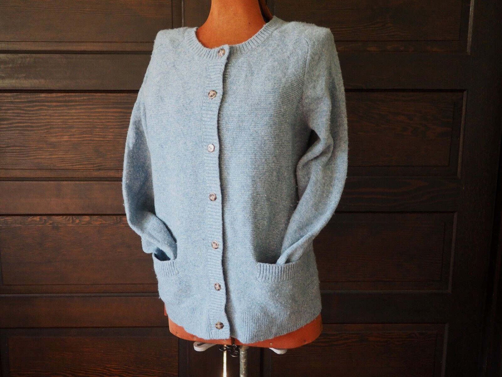 Pendleton Light Blue Lambswool Knit Button Pocket… - image 2