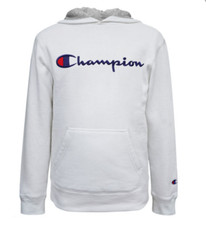 Champion Fleece Boys Embroidered White Hoodie Size Medium 10-12 New
