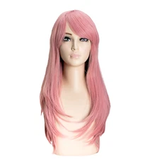 OneDor 20 Inch Full Head Straight Premium Japanese Hair Wig (Pink)