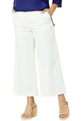 IMAN Global Chic Stretch Twill Crop Pant with Pockets Cream