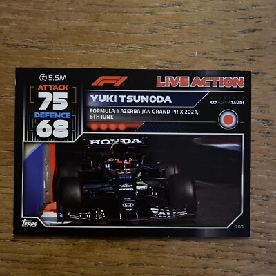 2022 F1 Turbo Attax - Card 200 (Live Action - Yuki Tsunoda)